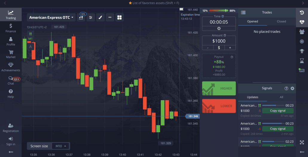 Trading binary options with Pocket option