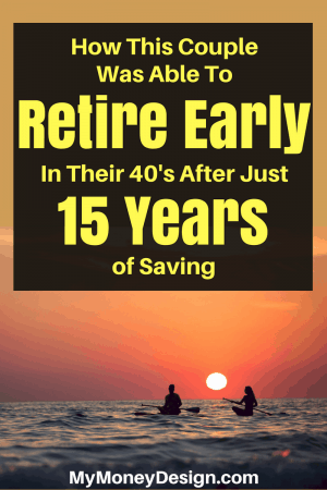 Think you need to make a lot of money or save for 30 years to retire? In the book “How to Retire Early” by Robert and Robin Charlton, you'll learn how this couple was able to retire with $1 million dollars after just 15 years of saving by the tender age 43! Find out more at MyMoneyDesign.com